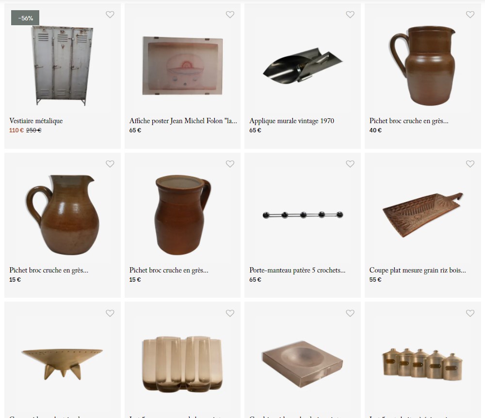 site e-commerce de la boutique déco et vintage Art Design Etc dans le 13006 à marseille