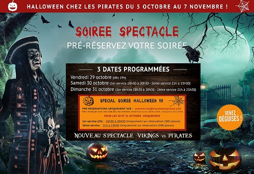 halloween au restaurant Escale Pirates Mérignac et spectacles pour enfants