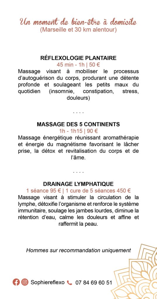 massage des 5 continents à domicile avec sophie Gombault à Marseille et aux alentours