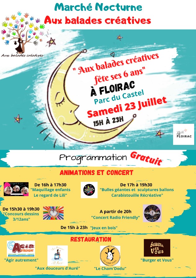 Marché Nocturne de créateurs avec ateliers et concert au Parc De Castel à Floirac 