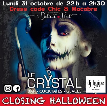 HALLOWEEN PARTY / Soirée CLOSING CRYSTAL au Bar/Brasserie Le Crystal à Juan Les Pins (06160)
