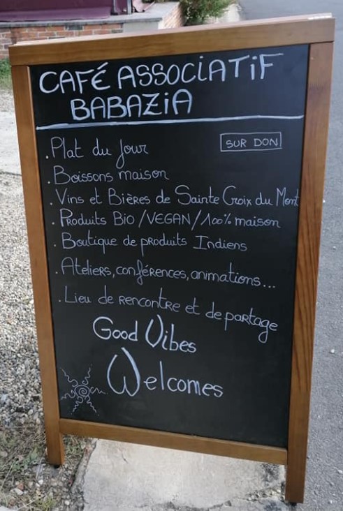 Menu de Babazia, restaurant indien solidaire à Sainte-Croix-du-Mont