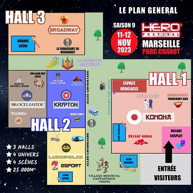 plan de la carte du HeroFestival à Marseille en novembre 2023