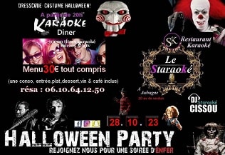 HALLOWEEN PARTY au Restaurant Le Staraoké - 13400 Aubagne - Le 28 octobre 2023 à partir de 20h