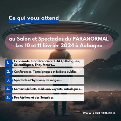 Programme du Salon et Spectacles du Paranormal au Centre de Congrès Agora d'Aubagne