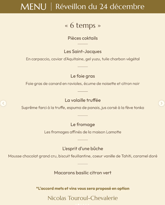 Réveillon de Noël : un dîner gastronomique le 24 décembre 2026